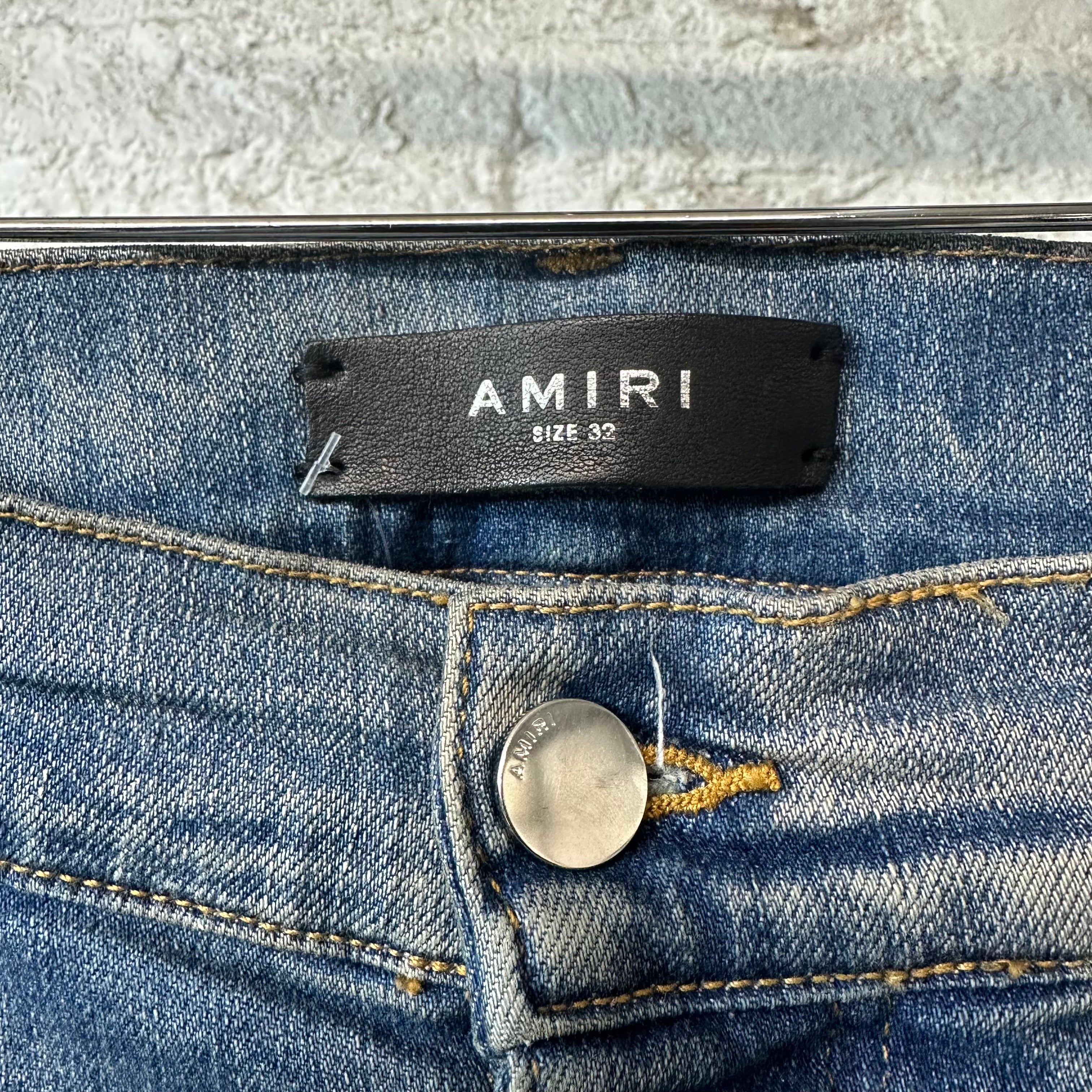 Amiri Paint Splatter Blue Flare Denim Jeans Sz 32 – The