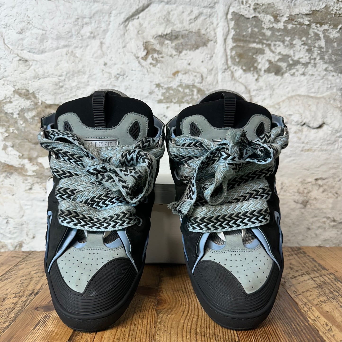 Lanvin Curb Blue Lace Black Sneaker Sz 15 (48)