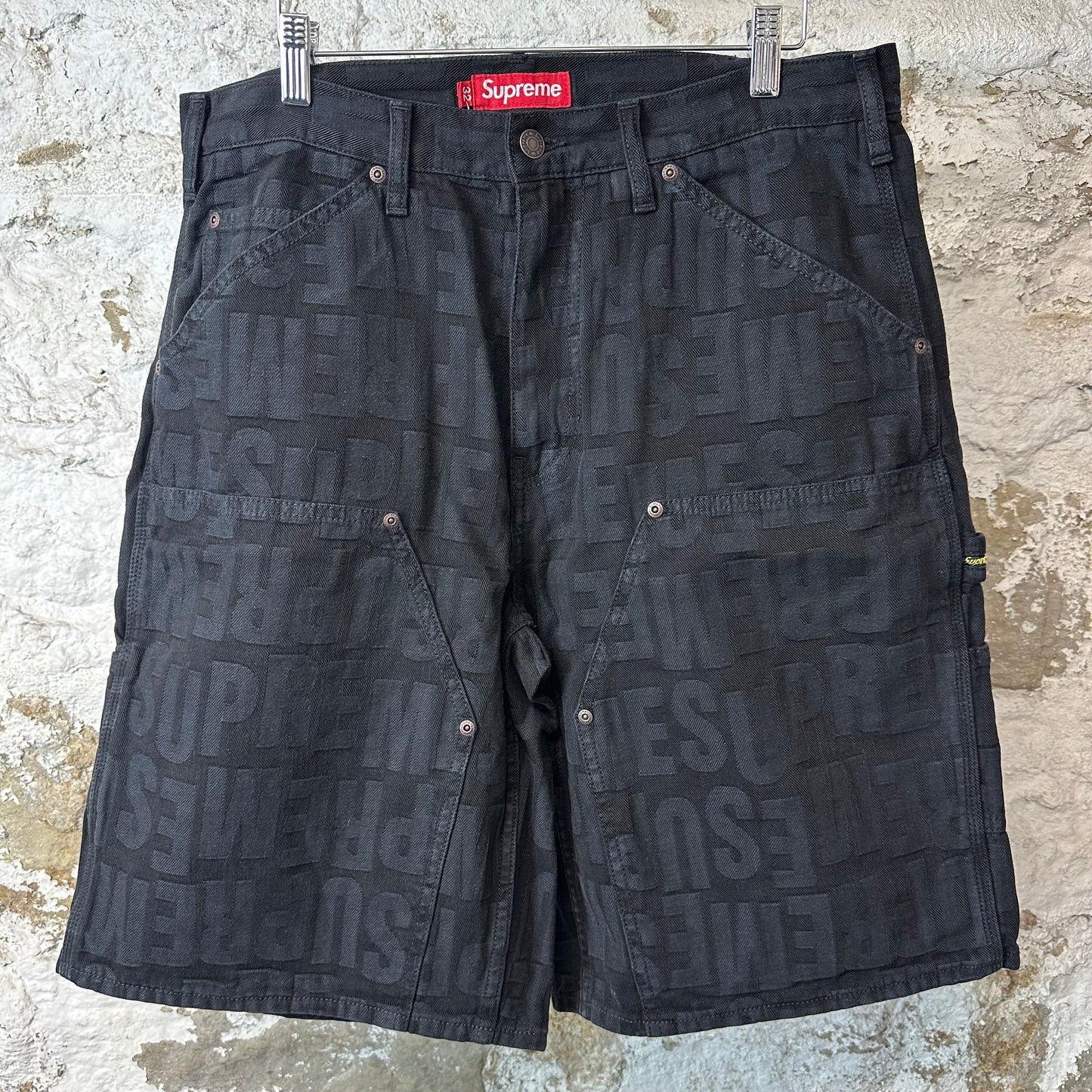 Supreme Repeat Jacquard Double Knee Denim Shorts Sz 32