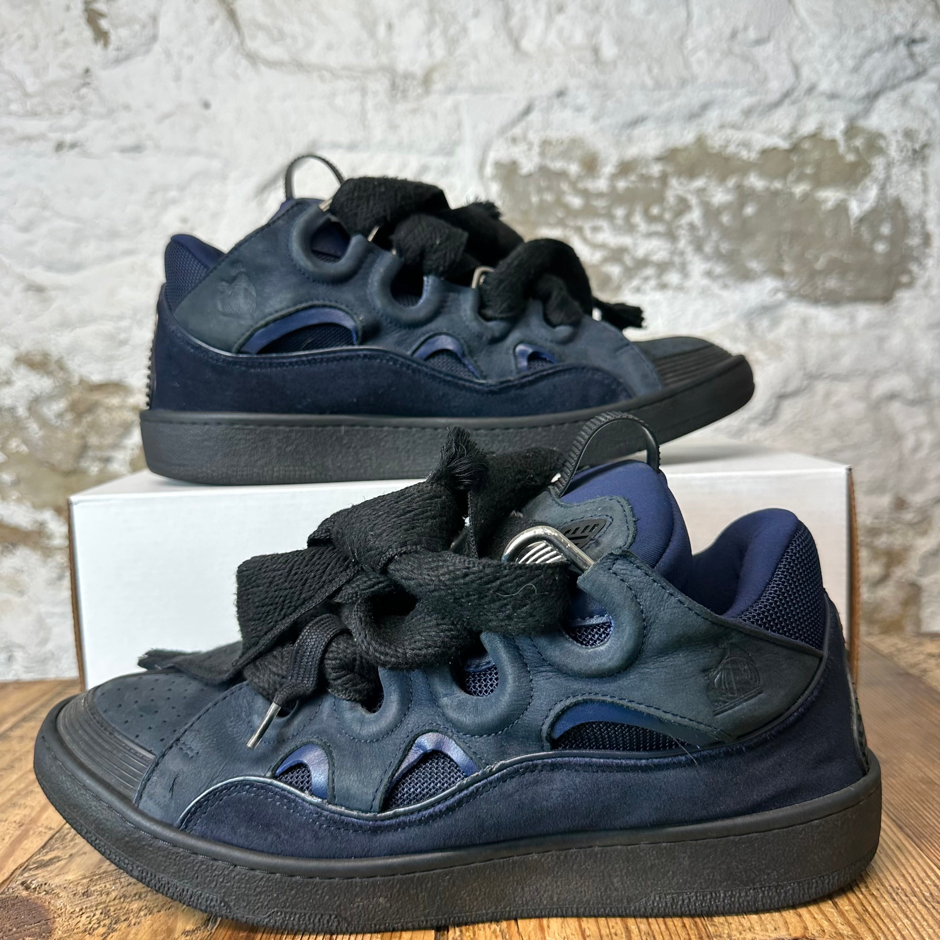 Lanvin Curb Black Lace Navy Sneaker Sz 11 (44)