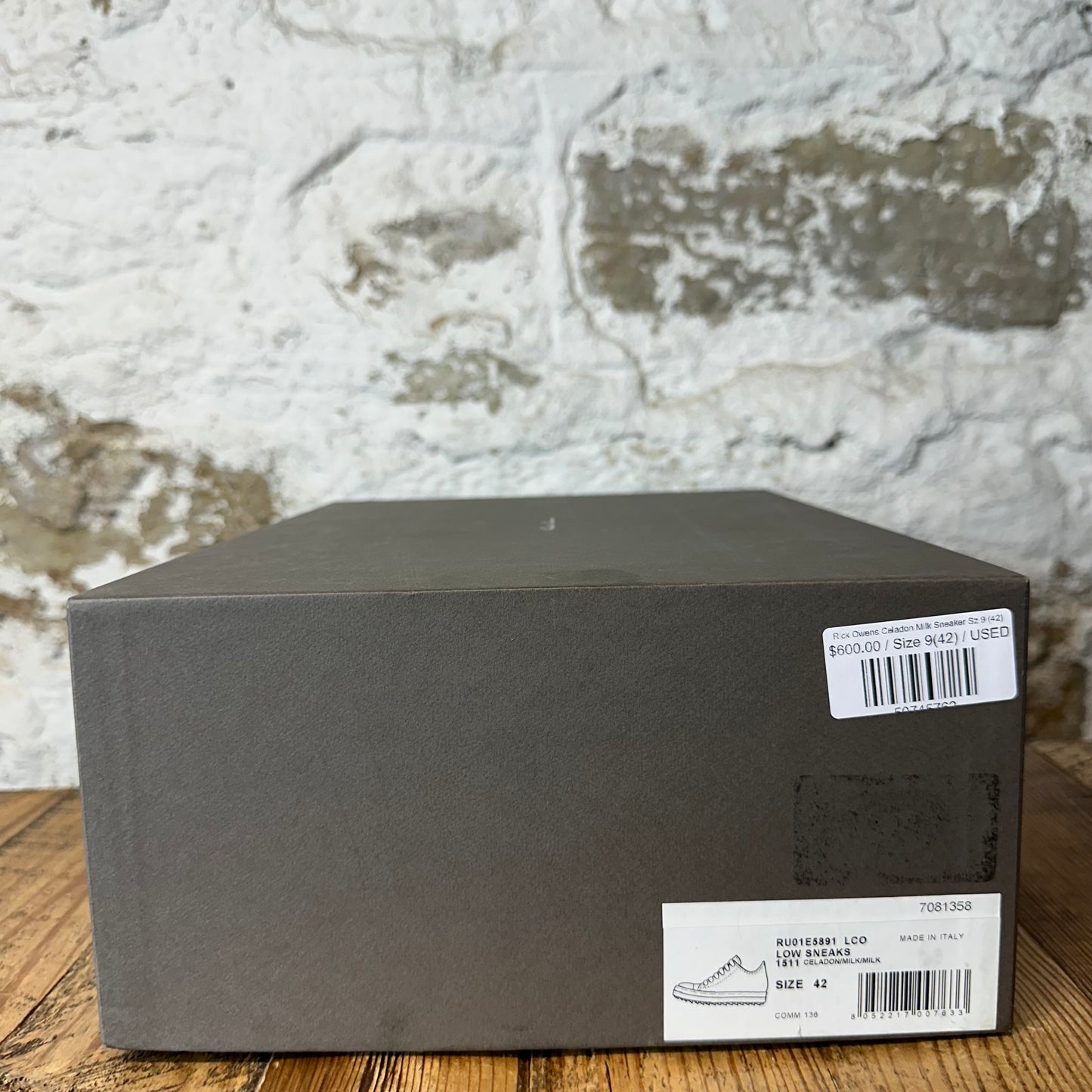 Rick Owens Celadon Milk Sneaker Sz 9 (42)