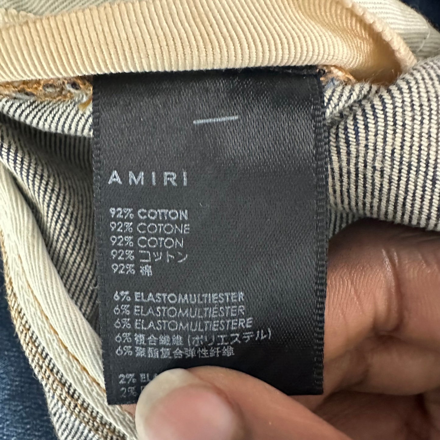 Amiri MX1 Orange Suede Dark Blue Denim Jeans Sz 34