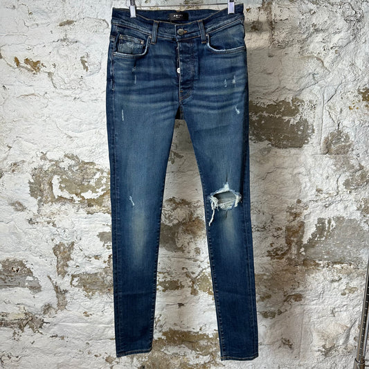 Amiri Knee Hole Dark Blue Denim Jeans Sz 30