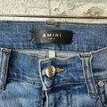 Amiri Knee Hole Distressed Blue Denim Jeans Sz 31