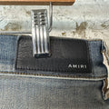 Amiri MX1 Black Leather Thrasher Dirty Blue Denim Jeans Sz 34