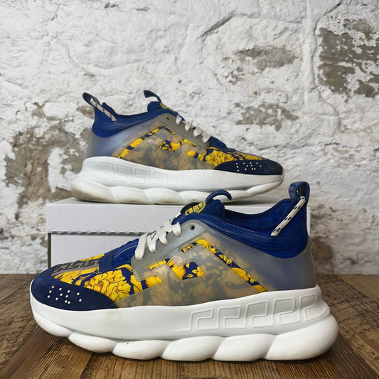 Versace Chain Reaction Blue Yellow White Sneaker Sz 10 (43)