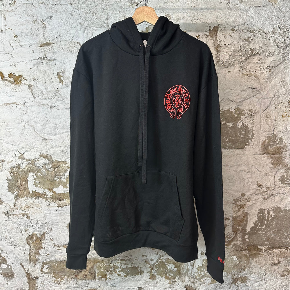 Chrome Hearts Red Horseshoe Web Black Hoodie Sz L