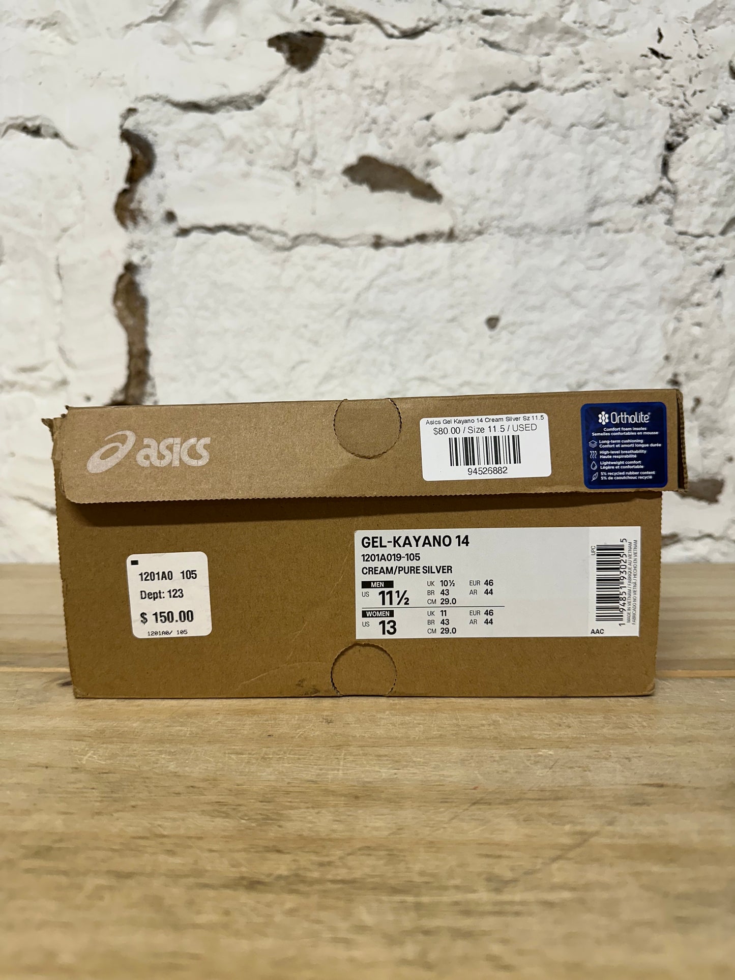 Asics Gel Kayano 14 Cream Silver Sz 11.5