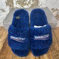 Balenciaga Political Blue Furry Slide