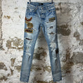 Amiri MX1 Biker Patch Blue Denim Jeans Sz 29