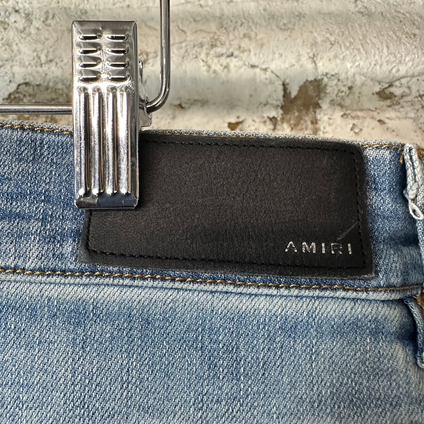 Amiri Old English Spell Blue Denim Jeans Sz 36