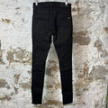 Amiri MX1 Black Leather Black Denim Jeans Sz 29