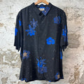 Saint Laurent Confetti Hibiscus Black Button Up Shirt Sz XL