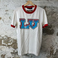 Louis Vuitton Blue Red Intarsia Logo Ringer White T-Shirt Sz S