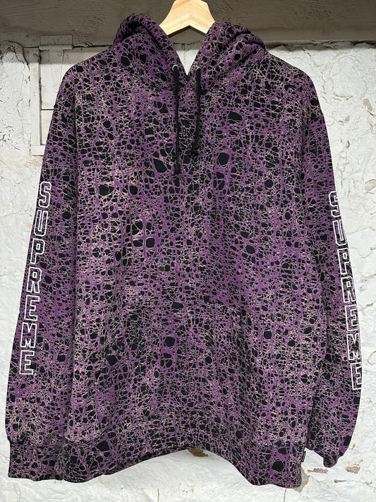 Supreme Cracked Purple Hoodie Sz L