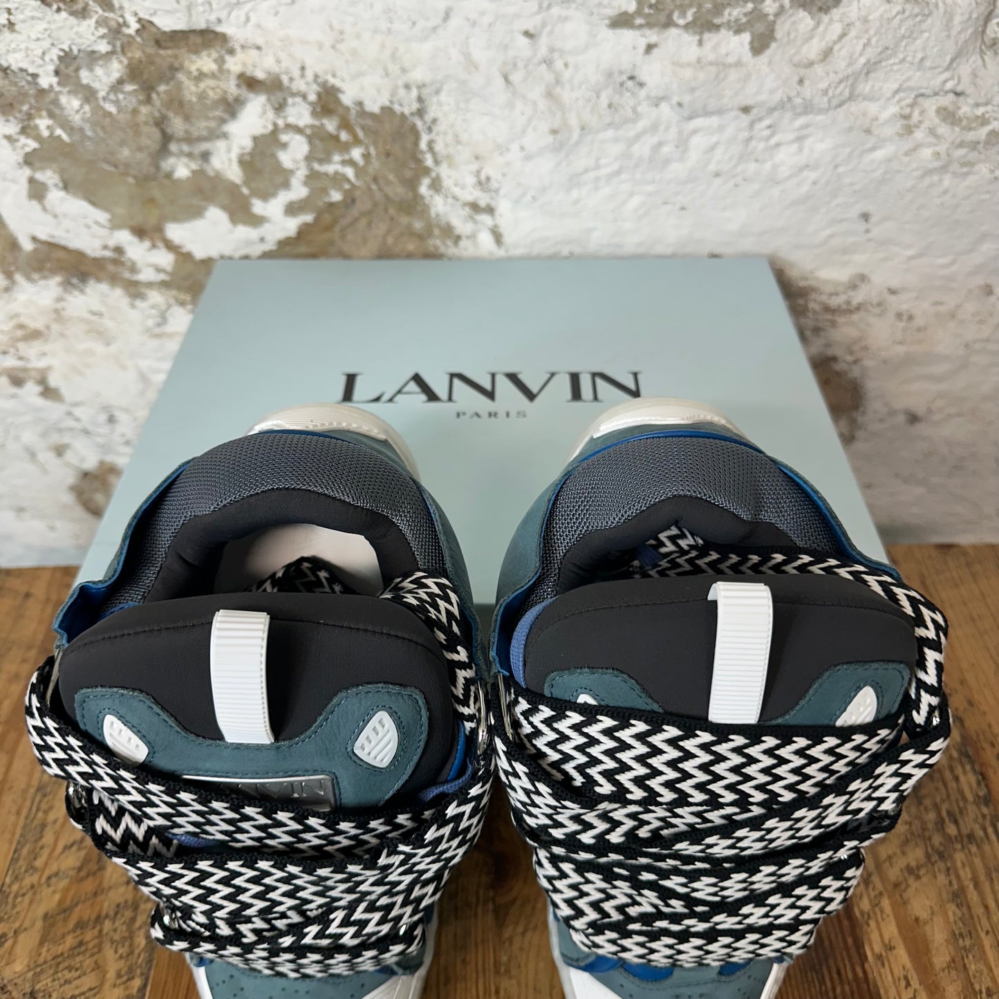 Lanvin Curb Striped Lace Anthracite Sneaker