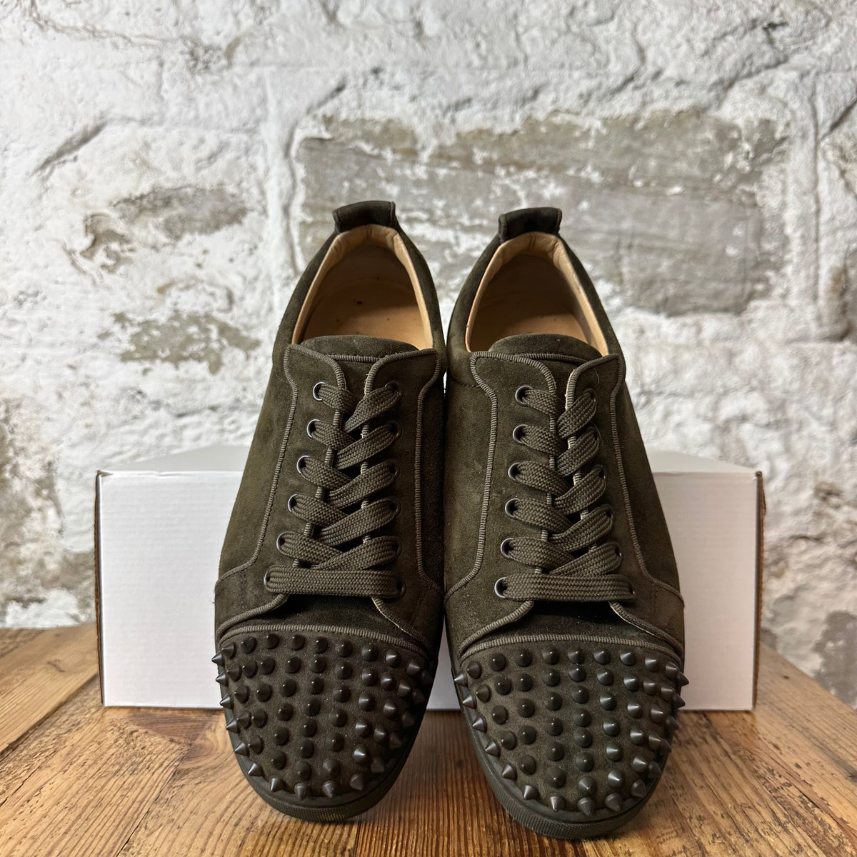 Christian Louboutin Olive Suede Spike Sneaker Sz 8 (41)