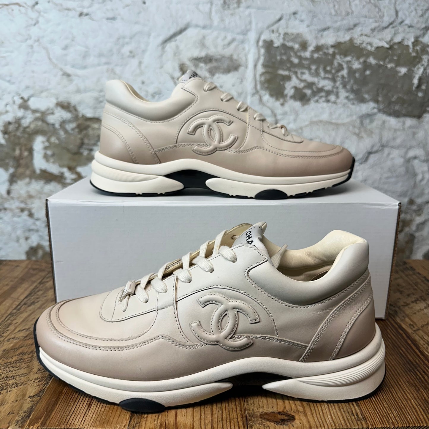 Chanel CC Gradient Beige Cream Sneaker Sz 9 (42)