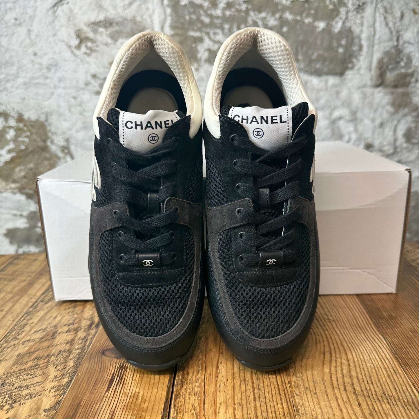 Chanel CC Black White Sneaker Sz 6.5 (39)