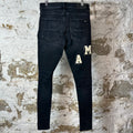 Amiri Felt Spell Distressed Black Denim Jeans Sz 30