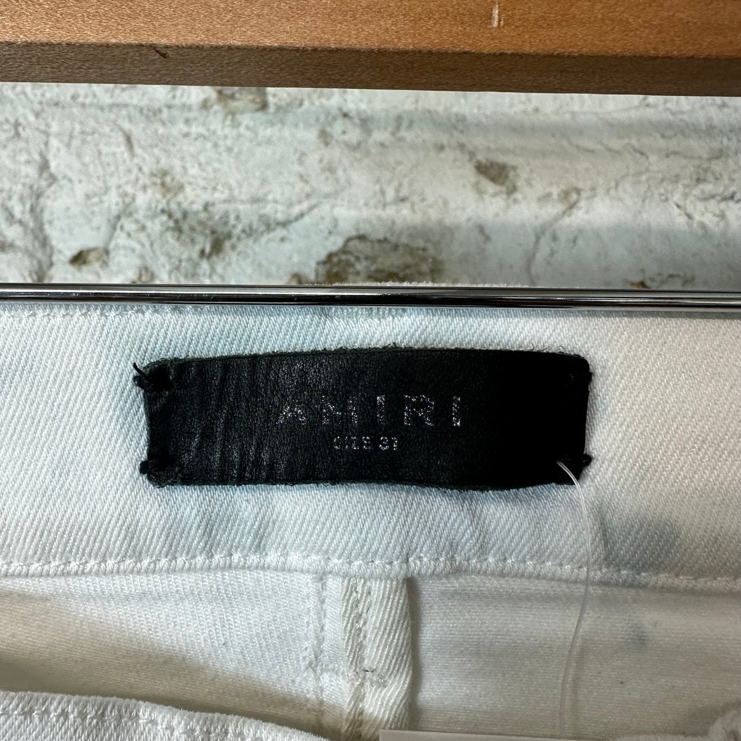 Amiri MX1 White Leather White Denim Jeans Sz 31