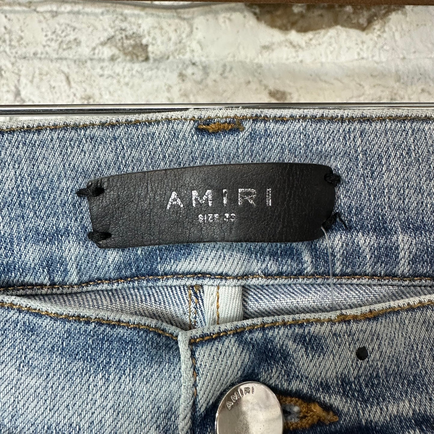 Amiri MX1 Denim Paint Splatter Blue Denim Jeans Sz 33