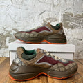 Gucci Rhyton Multicolor GG Monogram Brown Sneaker Sz 9