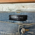 Amiri MX1 Cream Suede Blue Denim Jeans Sz 36