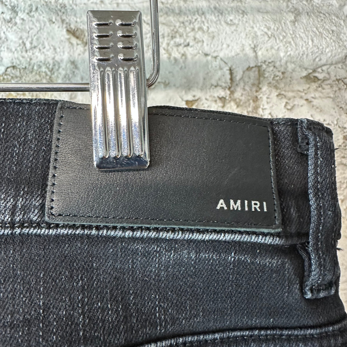 Amiri MX1 Camo Patch Black Denim Jeans Sz 38