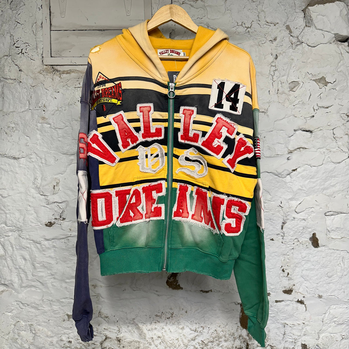Vale Multi-Color Mardi Gras Zip Up Hoodie Sz M