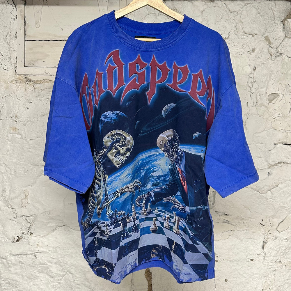 Godspeed Chess T-shirt Blue Sz XL