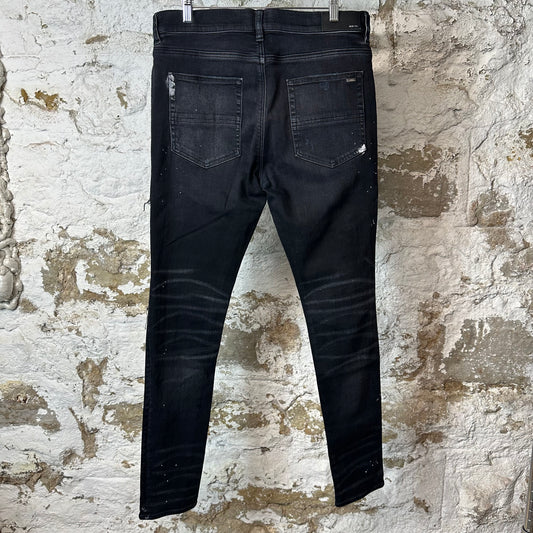 Amiri MX1 Brown Plaid Flannel Black Denim Jeans Sz 34