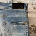Amiri MX1 Cream Suede Blue Denim Jeans Sz 33
