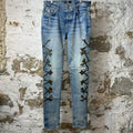 Amiri Green Camo Bones Blue Denim Jeans Sz 32