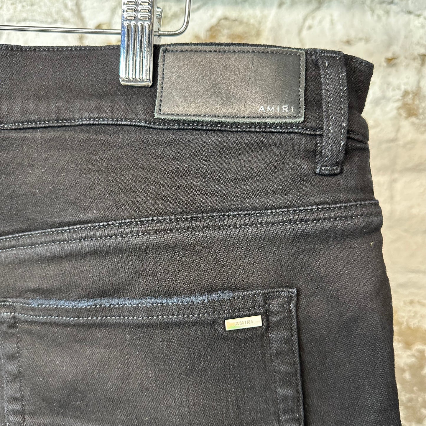 Amiri MX1 Cheetah Print Black Denim Jeans Sz 40