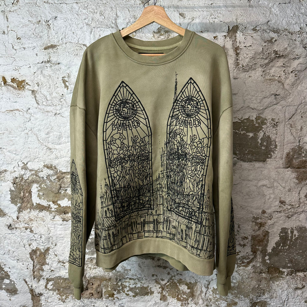 Who Decides War Black Stained Glass Green Crewneck Sz L