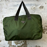 Prada Green Nylon Duffle Bag