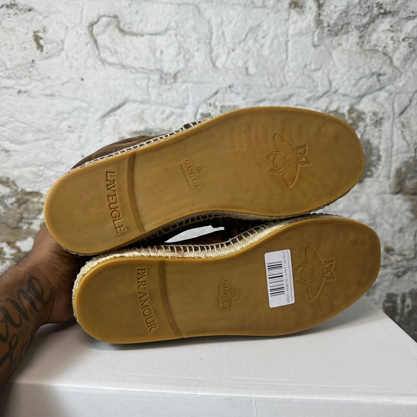 Gucci GG Square Printed Espadrilles Loafer Sz 9