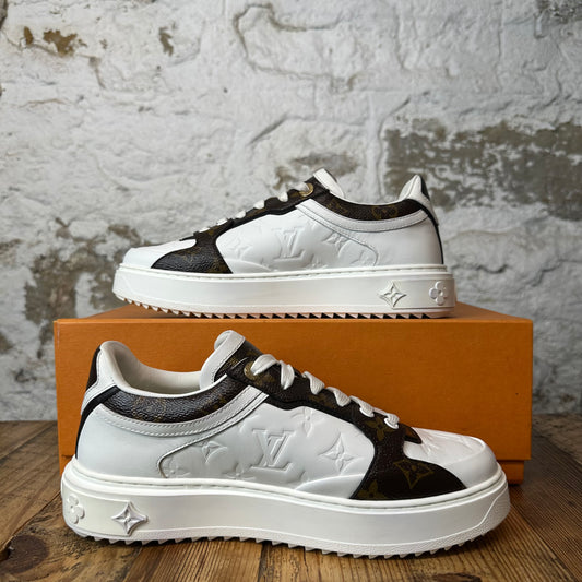Louis Vuitton Brown Patent White Monogram Time Out Sneaker Sz 7 (40)