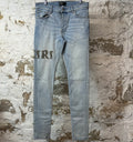 Amiri Leaf Side Spell Blue Denim Jeans Sz 33