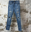 Amiri Knee Hole Distressed Blue Denim Jeans Sz 31