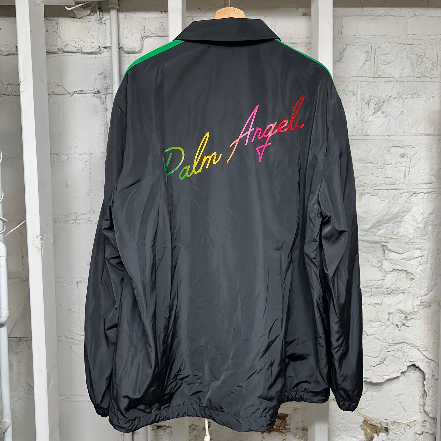 Palm Angels Jamaica Stripe Coach Jacket Sz L