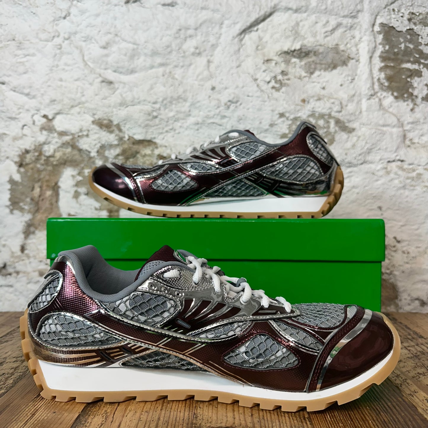 Bottega Veneta Burgundy Silver Orbit Sneaker Sz 14 (47)