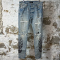 Amiri Black Brown Paisley Flame Blue Denim Jeans Sz 32