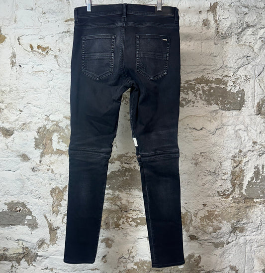 Amiri MX2 White Leather Black Denim Jeans Sz 32