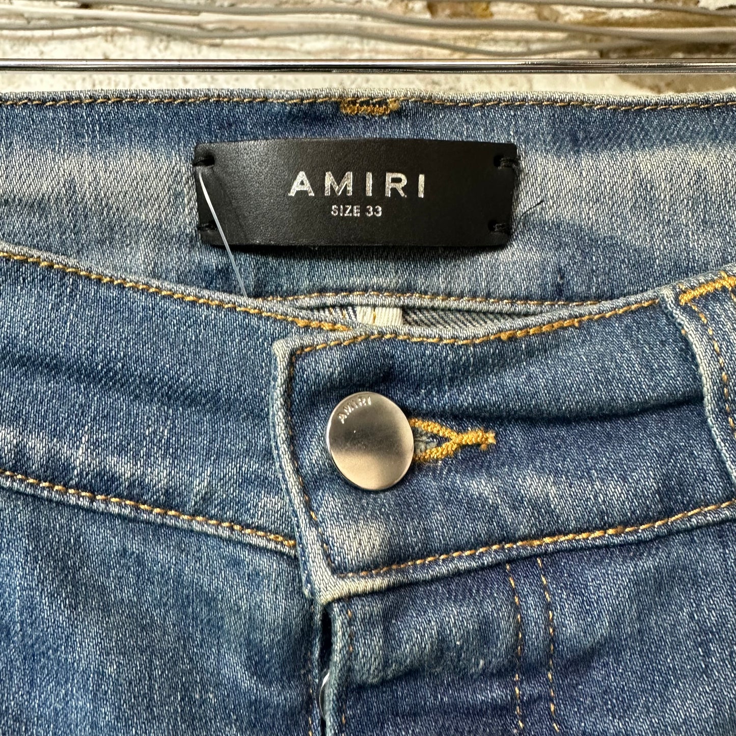 Amiri Plain Blue Honeycomb Denim Jeans Sz 33