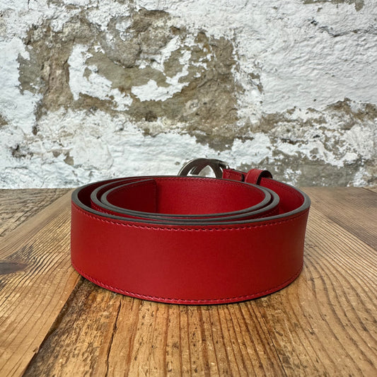 Gucci Silver GG Buckle Red Belt Sz (90/36)