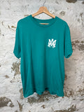 Amiri White AM Logo T-shirt Teal Sz S