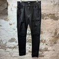 Amiri MX1 Black Leather Black Waxed Denim Jeans Sz 34