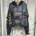 Vale Glitch Waffle Grey Thermal Zip-Up Hoodie Sz L